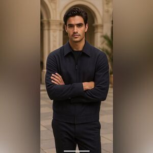 SO by Alexander Van Slobbe Charcoal Gray Wool Zip Sport Coat L